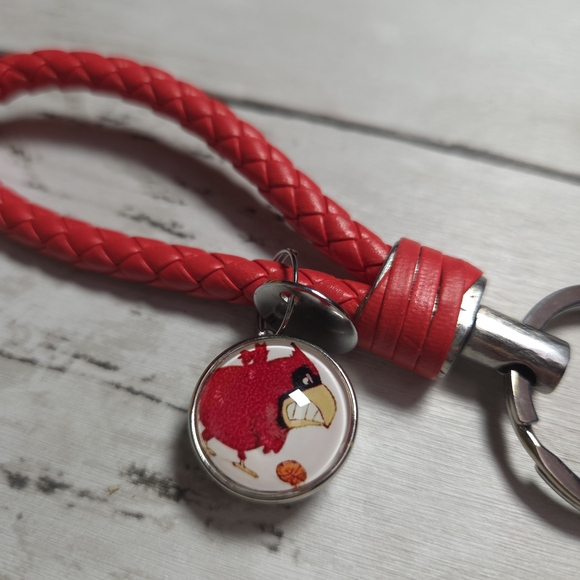 Louisville Cardinals Red Braided Keychain with Charm - Picture 2 of 5
